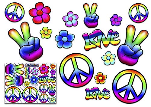 JAS Stickers® Rainbow HIPPIE PEACE FUNNY Car Decal - Love FLOWER Party XLarge