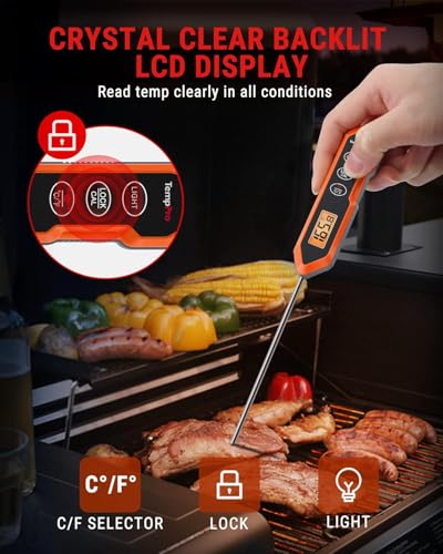 Image of TempPro TP15H Waterproof Instant Read Meat Thermometer for Cooking, Digital Food Thermometer with Backlight & Calibration, Cooking Thermometer for BBQ (Previously ThermoPro)