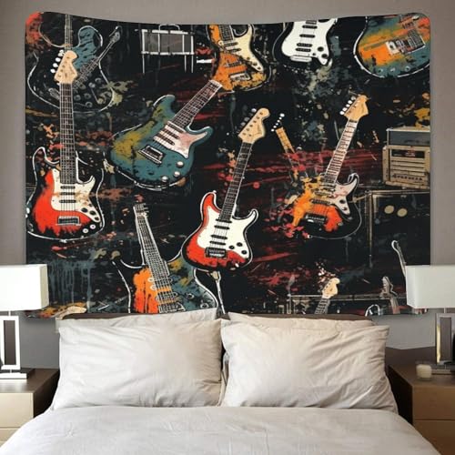 Guitare 3D effet tapisserie pour habiller un grand mur vide de salon sans peinture