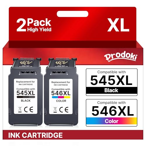 Prodoki PG-545XL CL-546XL Cartouche d'encre Remplacement pour 545 546 Cartouche XL pour Pixma MX495 TS3150 TS3350 TS3151 TS3351 MG2550S MG2555S MG3050 MG2950 MG3051 MG2450 MG2500 TR4550 TR4551