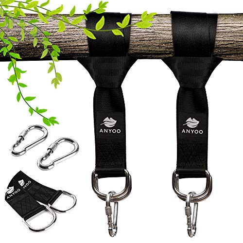 Anyoo Tree Swing Straps Kit Colgante, Durable 150CM Largo × 5CM Correas Anchas, carabiners de Acero Resistente, fácil y rápido, Bueno para los Columpios y hamacas