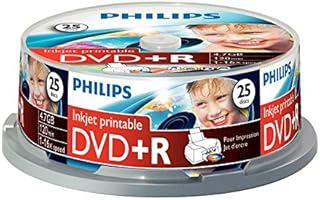 Philips DVD+R Blank Discs (4.7 GB Data/120 Minutes Video, 16x High Speed Recording, 25 Spindle, Inkjet Printable)