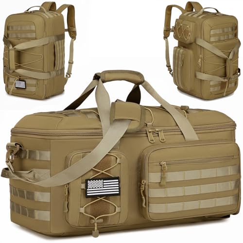 50L Gym Bags for Men, 3 in 1 Travel Duffle Bag with Shoe Compartment, Tactical Military Backpack for...