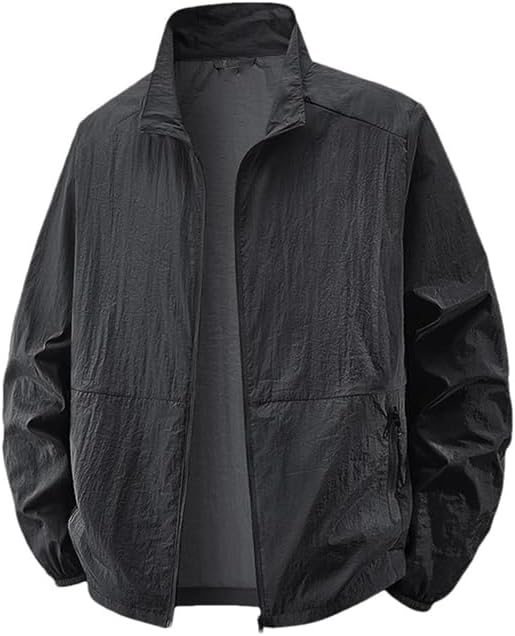 Men's Stand Collar Loose Casual Long Sleeve Jacket Hiking Running Travel Slim Fit Coat