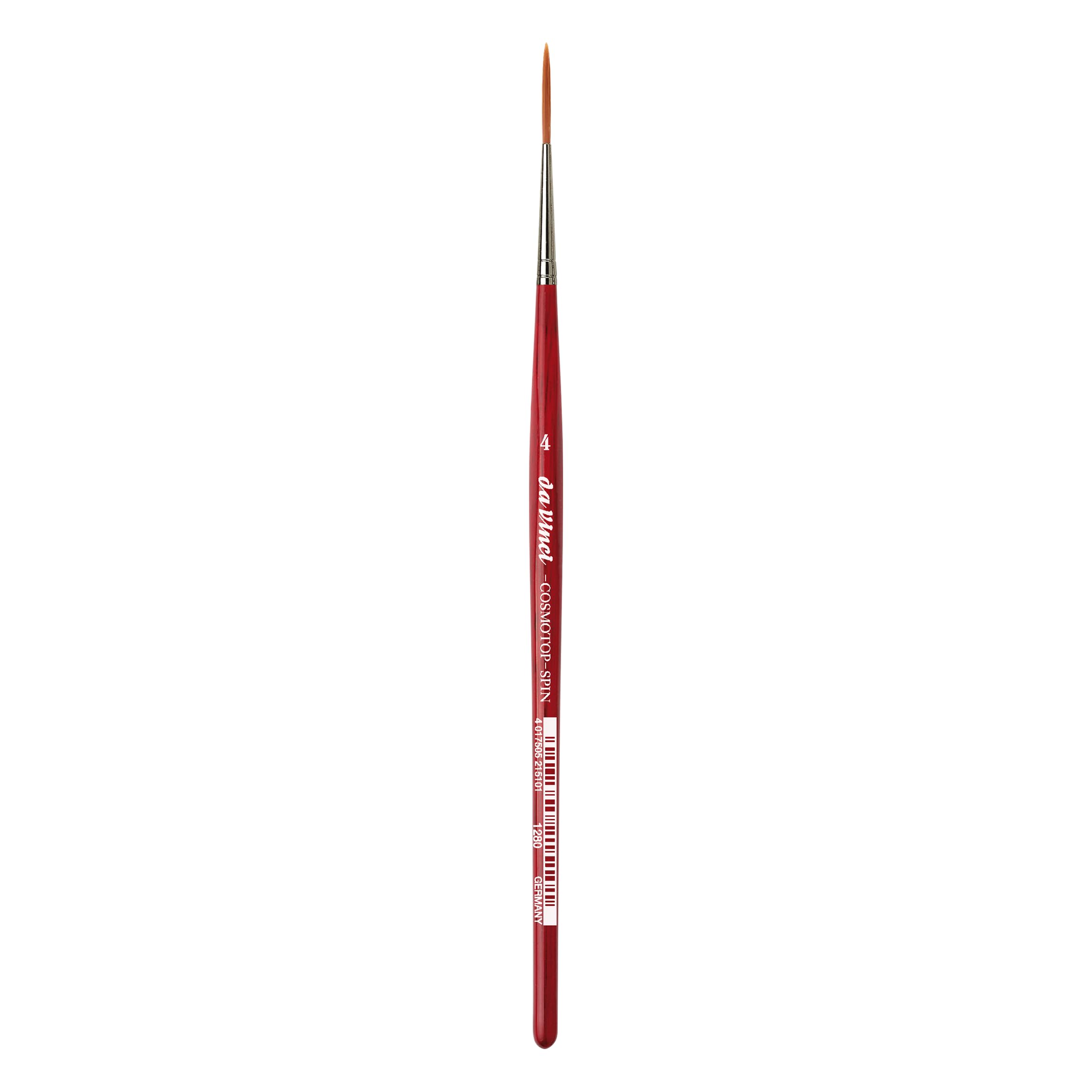 da Vinci Watercolor Series 1280 CosmoTop Spin Paint Brush, Medium Needle-Sharp Liner Synthetic with Red Handle, Size 4