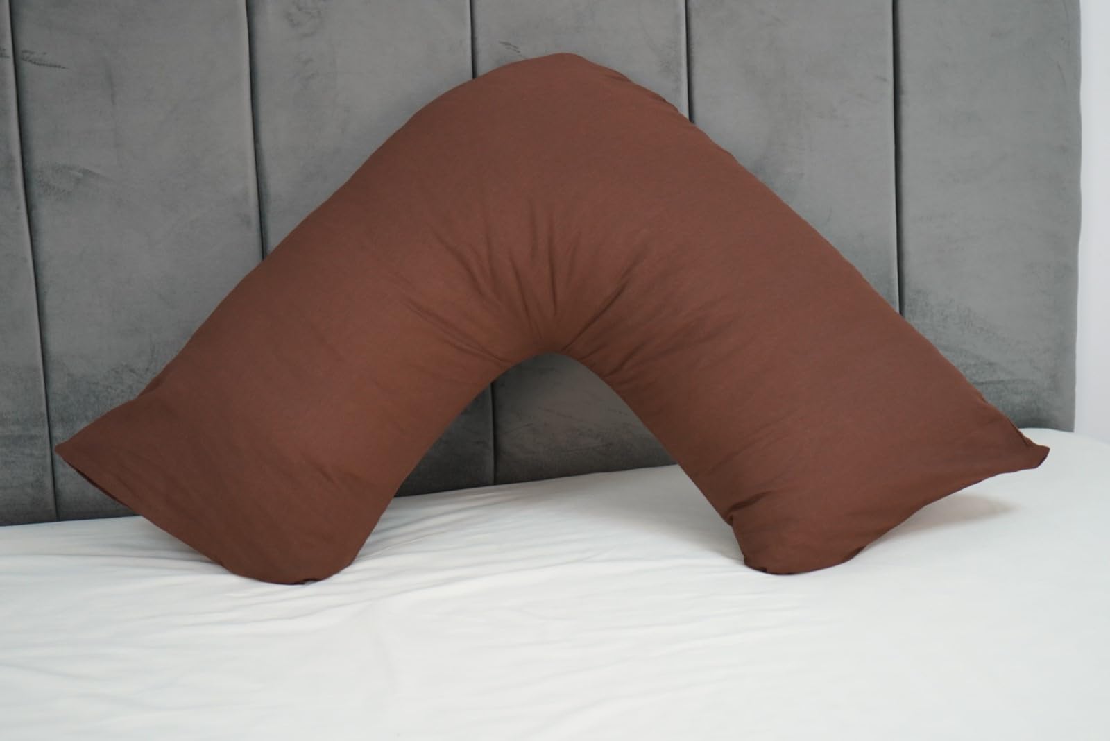 ARLINENS V Shaped Pillow Case Cover -2 Pack Poly Cotton Back Neck & Leg Support in Pregnancy & Maternity V Shaped Full Body Support pillowcases (Chocolate)