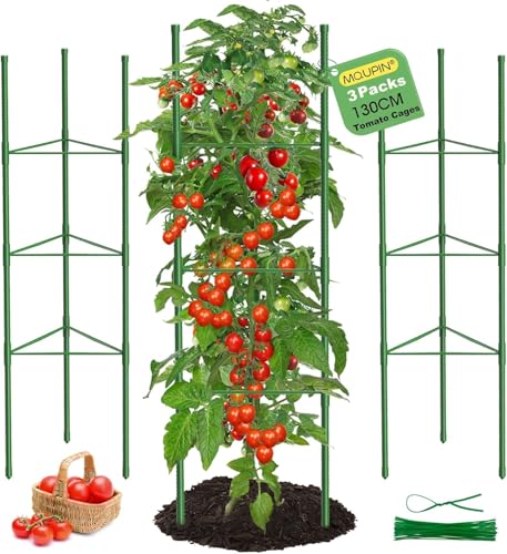 3 Pack Tomato Cages, 51.2in Tomato Plant Support Stakes Heavy-Duty, Garden Tomato Cages & Trellis...