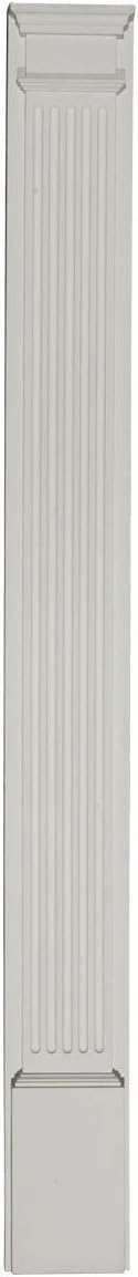 Ekena Millwork PIL09X90X02 9-Inch W x 90-Inch H x 2 3/4-Inch D with 14-Inch Attached Plinth, Fluted Pilaster 9-in. W x 90-in. H 1