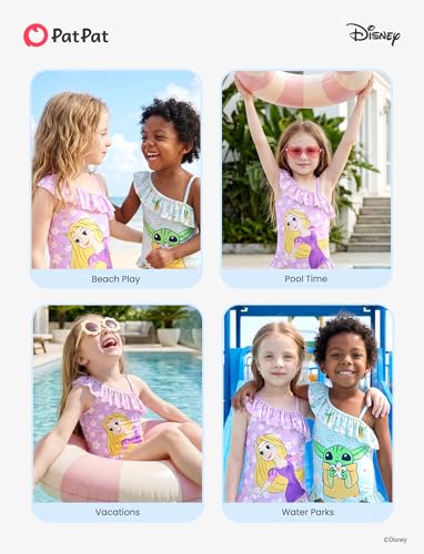 Image of Disney Stitch Frozen Marvel Minnie Mouse Girls Swimsuits Ruffle One Piece Bathing Suits UPF 50 Swimwear Quick Dry Size 2-13Y