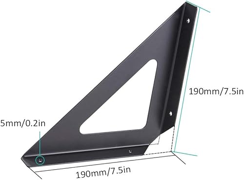 Miniatura 8 de Soporte de estante triangular de hierro de pared, soporte de estante de esquina industrial, soportes de soporte de pared de ángulo de 90 grados,