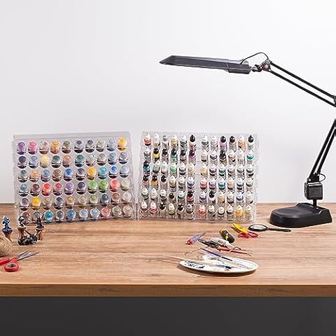 Plydolex Acrylic Paint Organizer with 60 Holes Bundle with Acrylic Paint Rack Organizer with 72 Holes - Wall-Mounted Paint Racks Ideal for Paint Storage of Miniature Paint Sets Cover