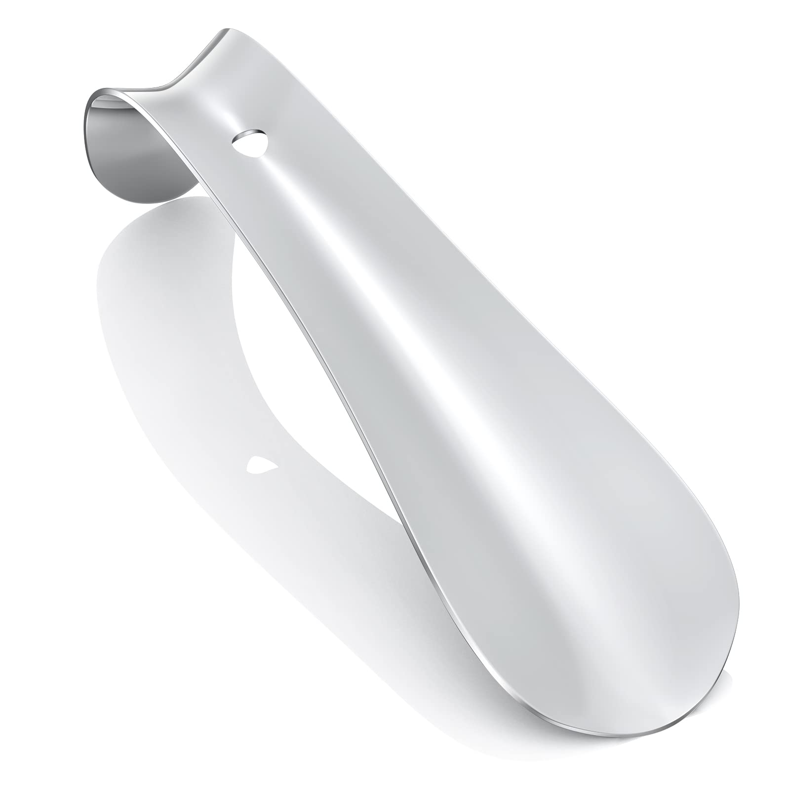 flintronic Calzador de Acero Inoxidable, Largo y Pequeño, Diseño Curvo con Orificios para Colgar
