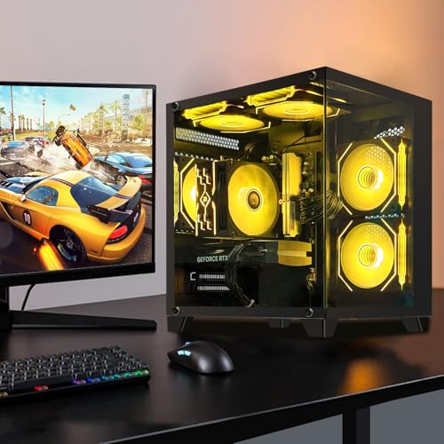 Gaming PC Desktop,Prebuilt Gaming Computer with,AMD Ryzen 7 5700X 3.4GHz,RTX5060 8GB GDDR7 DLSS4,32GB DDR4 RAM 3200MHz,1TB NVME SSD,ARGB Cooling Fan,Supply WiFi Support