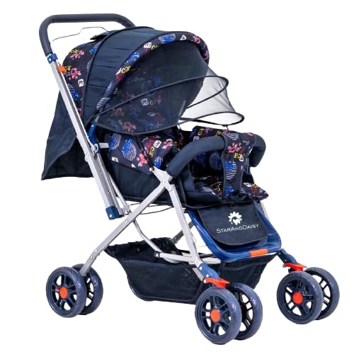 StarAndDaisy Sunrise Baby Stroller for 0-5 Years - Lightweight Foldable Pram with 3-Point Safety Harness, Adjustable Backrest, 360° Swivel Wheel, Large Storage Basket, Reversible Handlebar, Extended Mosquito Net (Beta) (B0B822H5TD) Amazon Price History, Amazon Price Tracker