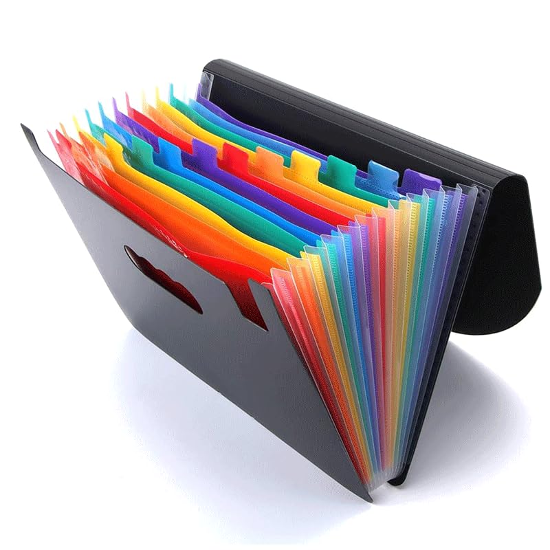 COOLBABY 12 Pockets Expanding File Folders, Portable Accordion A4 Expandable File Organizer, Portable Expanding File Folder with Protective Flap Closure 12 Layers