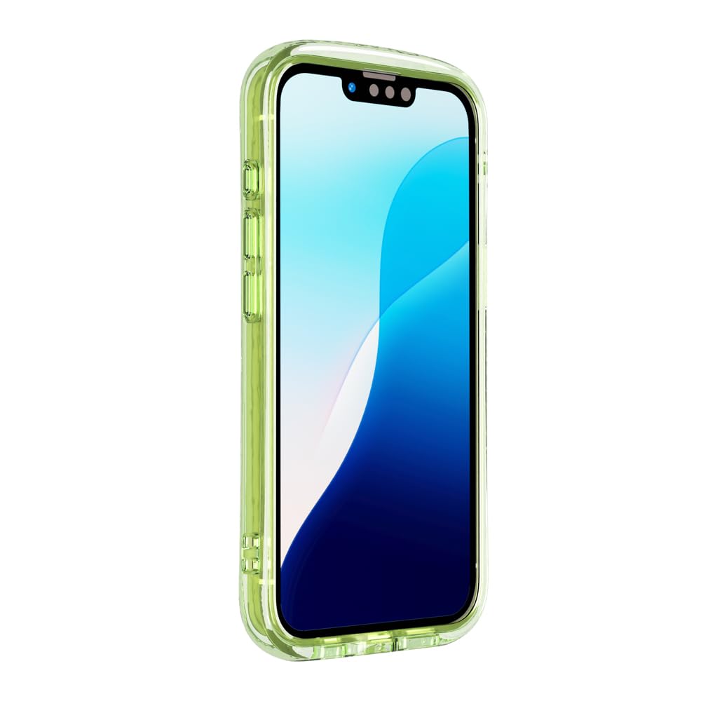 iPhone16e 用 エアクッションケース ケース ストラップホール 背面クリア 耐衝撃 エア ネオングリーン PG-25KAR06GR