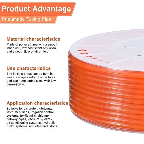 Image of MECCANIXITY Pneumatic Tubing Pipe, 8mmx5mm 295ft 90 Meters PU Air Line Tubing Hose Tube Red for Fluid Transfer Air Compressor