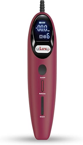 LeLuv Magna LCD Smart Aspiradora de Mano Controladora Bomba de Vacío USB Recargable Modos Programables o Manuales - Suave Rojo de Silicona