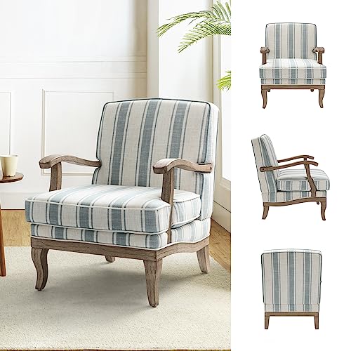 HULALA-HOME-Mid-Century-Modern-Chair-Set-of-2-Upholstered-Accent-Chair-with-Graceful-Curves-and-Wooden-Legs-Comfy-Lounge-Armchair-Striped-Accent-Chairs-for-Living-Room-Bedroom-Blue HULALA HOME Mid Century Modern Chair Set of 2 Upholstered Accent Chair with Graceful Curves and Wooden Legs Comfy Lounge Armchair Striped Accent Chairs for Living Room Bedroom Blue