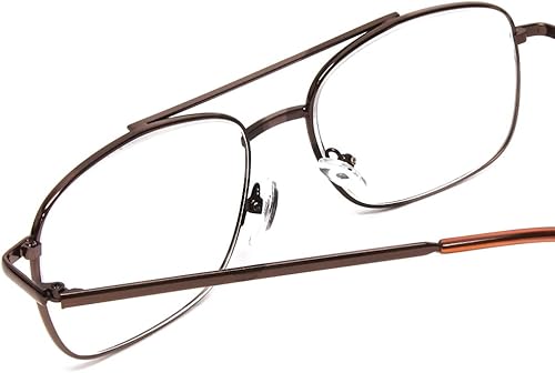 Miniatura 4 de Calabria 8151 Square Pilot - Gafas de lectura de metal + 4.00 marrón para hombres y mujeres, diseño clásico de moda, lentes elegantes