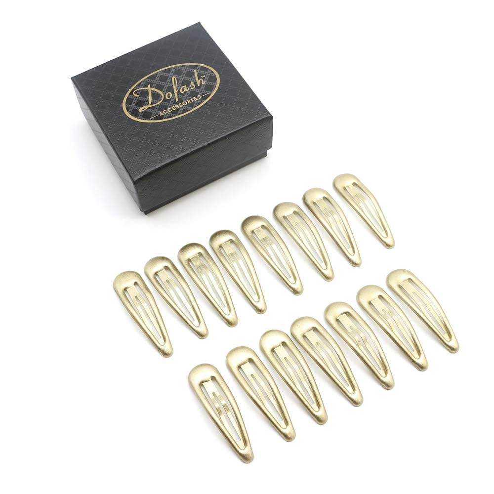 Dofash 20Pcs Ellipse Shaped(Looks Like 3D Effect) Epoxy Snap Hair Clips Hair Grips Metal Hair Clips 5Cm/2in Hair Accessories For Girls (Blonde)