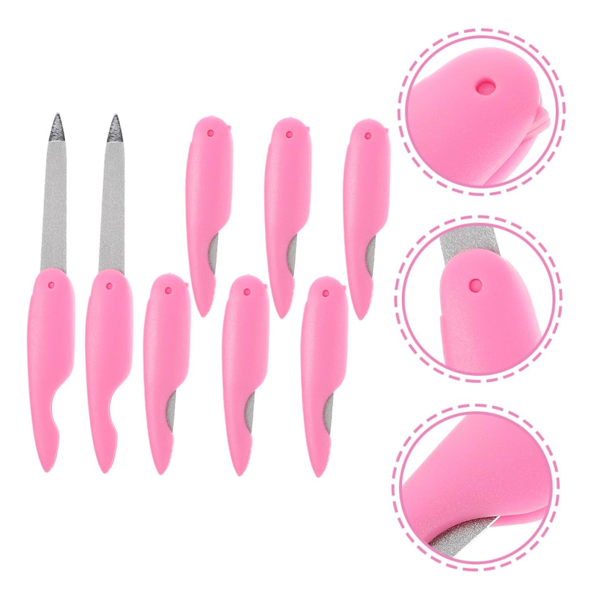 Lima per Unghie Pieghevole in Metallo 8 Pezzi Rosa | Rifinitura Doppia Faccia, Formato Mini Portatile, Uso Domestico e Salone