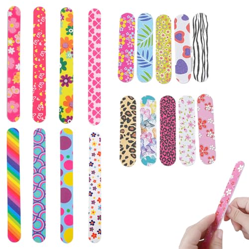 GHPKOTW 18 limas de uñas coloridas de doble cara,Lima de uñas profesional,para reparación y pulido, herramientas de manicura y belleza, limas de uñas para uñas naturales, modelado de uñas