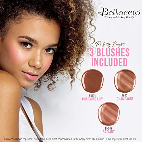 Belloccio Complete Cordless Handheld Airbrush Cosmetic Makeup System With 4 Fair Foundation Shades, Professional 18-Piece Kit, Moisturizing Primer, Blush, Bronzer, Highlighter, Concealer, User Guide #TOP5
