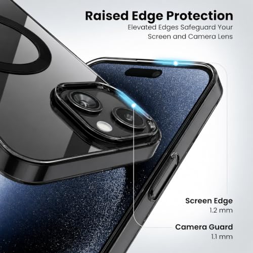 Image of Elzzi Anti Scratch Semi Translucent Cover for iPhone 15 Case, Premium PC + TPU Magnetic Phone Cases Drop Proof, Compatible with Magsafe Slim Never Yellowing Shockproof