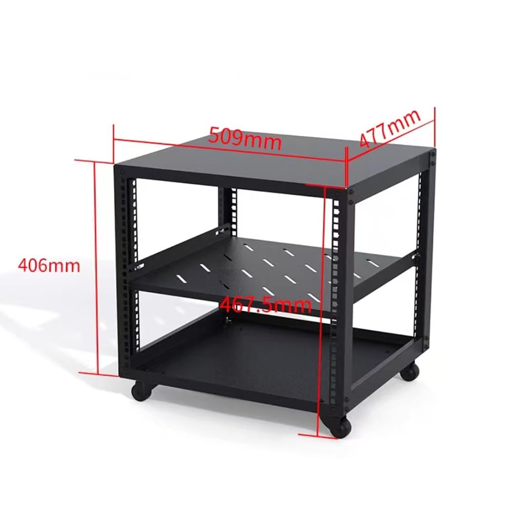 Armadio rack mobile resistente per componenti audio, supporto HiFi regolabile, organizer per console multimediale con ruote, torre di archiviazione per amplificatori (altezza 40 cm)