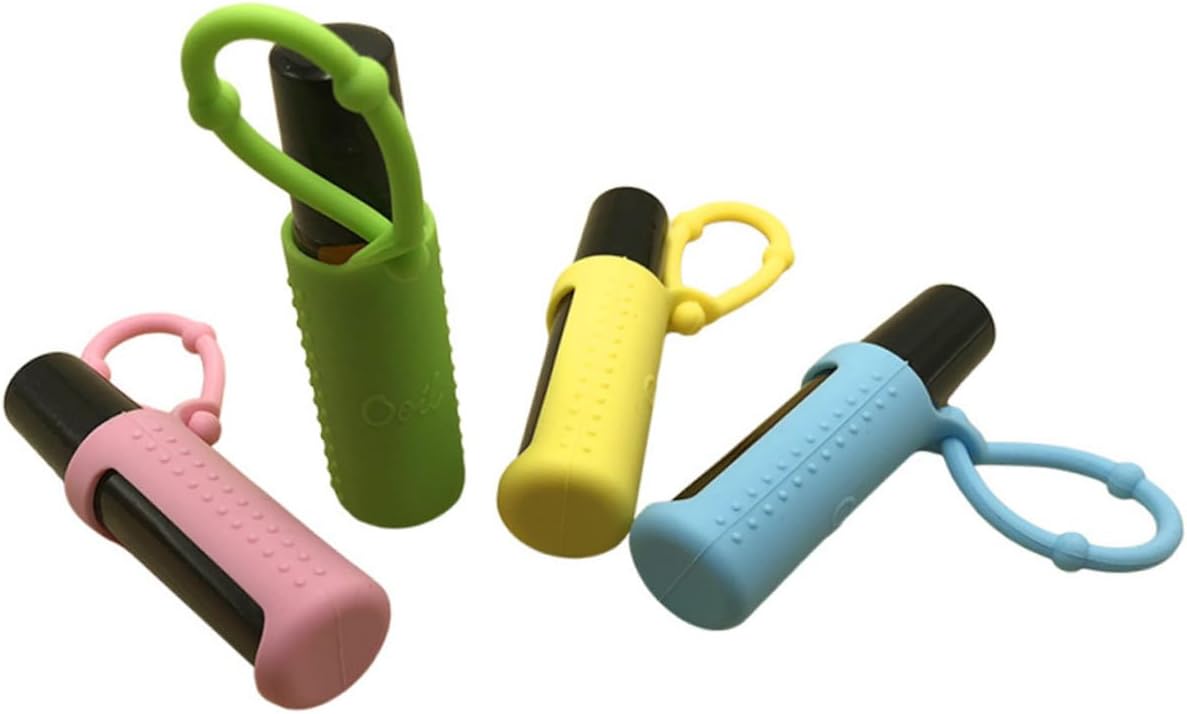 DOITOOL 18pcs Silicone Essential Oil Bottle Holder Protective Cover Case Portable Sleeve for Travel Strap for Easy Carrying for Safe Storage