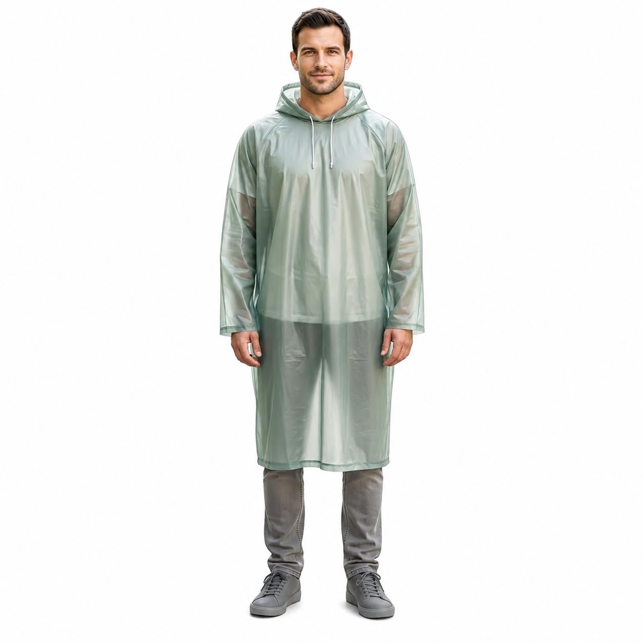 Unisex Green Waterproof Rain Poncho with Hood Reusable Lightweight Raincoat for Travel, Bike Riding, Hiking & Camping-image-13