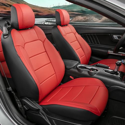 Image of Custom Car Seat Covers for Ford 2015-2026 Mustang Convertible,Faux Leather