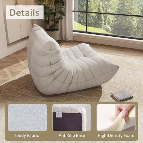 Image of Giant Bean Bag Chair for Adults,Comfy Lazy Fireside Accent Chair with Memory Foam,Cozy Single Floor Sofa Couch Boneless Chaise Lounge for Living Room Bedroom Gaming Room(1Seater)