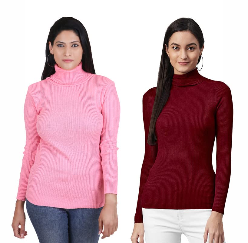 Women's Woollen High Neck Innerwear Sweater Pullovers Skivvy for Winters Pack of 2-picture-44