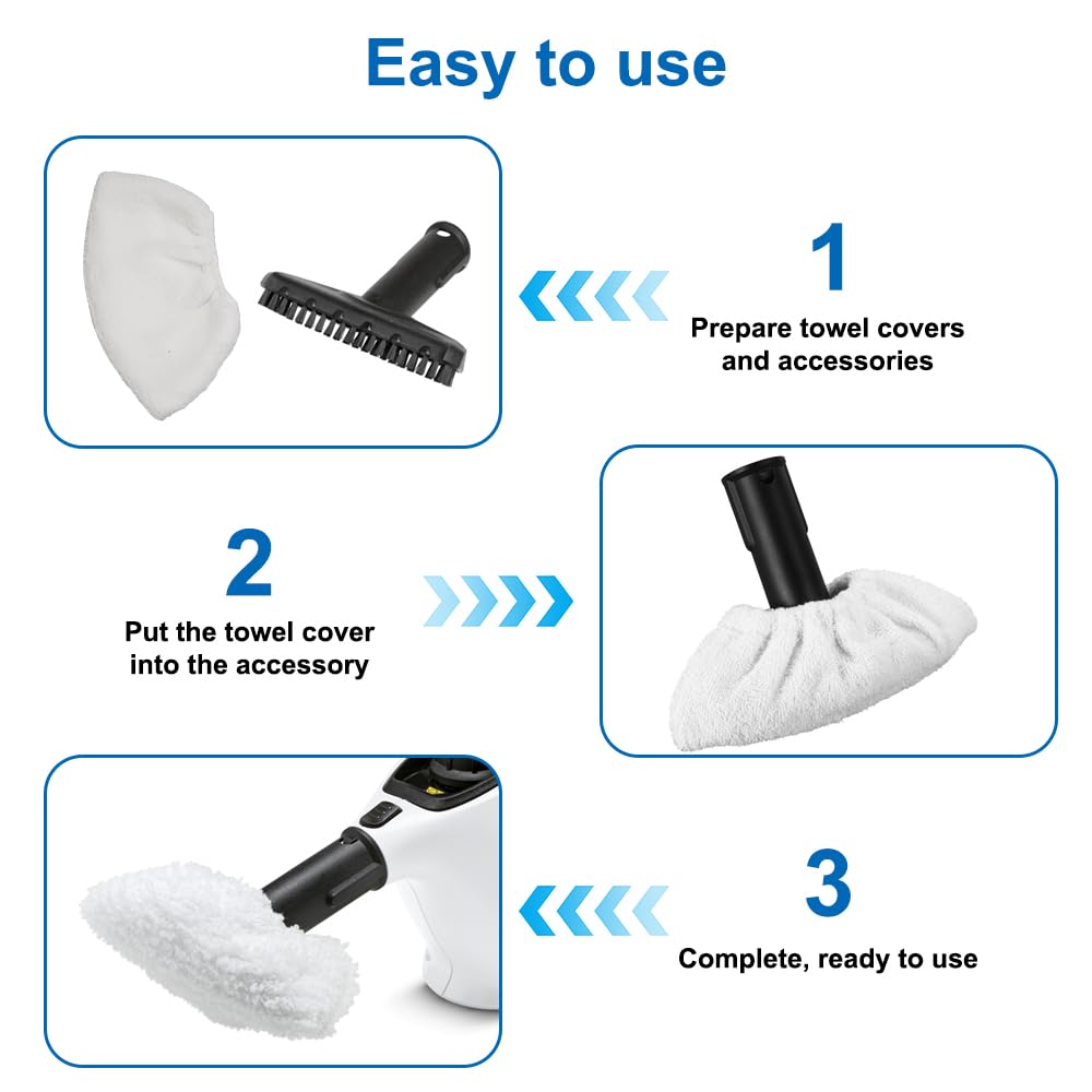 Zestaw 4 ściereczek z mikrofibry do myjki parowej Kärcher Easyfix SC1, SC2, SC3, SC4, SC5, akcesoria do czyszczenia parą, nadają się do prania ręcznego