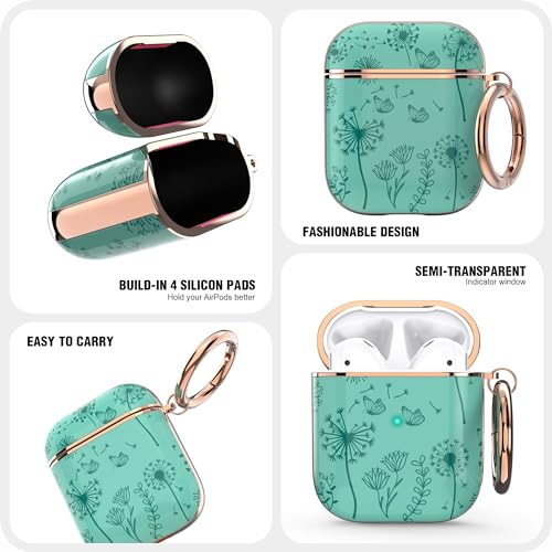 Image of wenew for AirPod Case AirPods 1st & 2nd Generation Hard Case Cover with Keychain for Women Men (Pine Green)