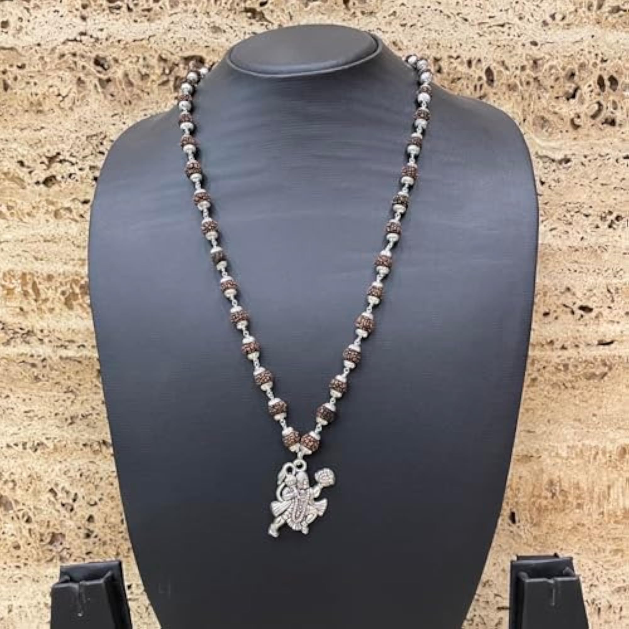 Men's Lord Hanuman Pendant Rudraksha Mala Necklace