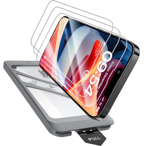 Image of TAURI 3 Pack for iPhone 13 Pro Screen Protector 6.1 inch with Auto-Installation Tool, Tempered Glass, Scratch-Resistant, [Military Grade Protection] Film