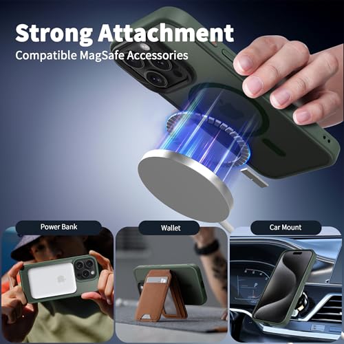 Image of CACOE Magnetic Case for iPhone 15 Pro 6.1 inch, Dark Green