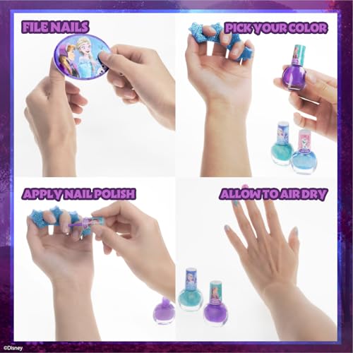 disney frozen train case beauty set kids makeup kit for girls real washable makeup set play makeup party favor birthday ages 3 4 5 6 7 8 9 10 11 12 by townley girl