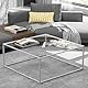 Couchtisch Quadrat Glas Weiß, Quadratischer Couchtisch Aus Glas, Beistelltisch Wohnzimmertisch Couchtische Glastisch Rechteckig, Coffee Table Quadrat für Wohnzimmer Büro, Metallgestell, 67x67x40 cm