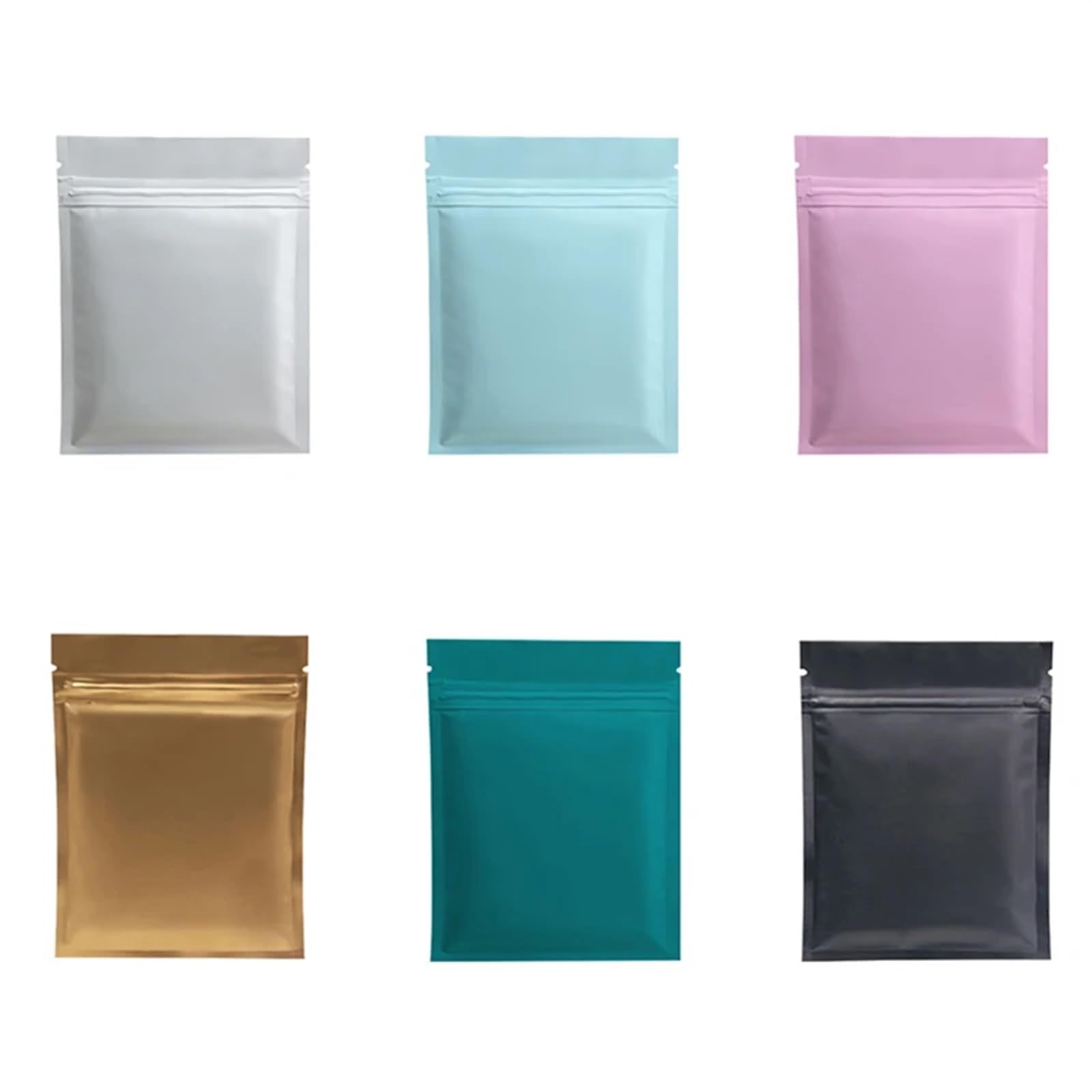 self-sealing bag, Pack Of 100 Flat Lock Bags Multicolor Multiple Sizes(Gold Zip Bags,7x10cm)