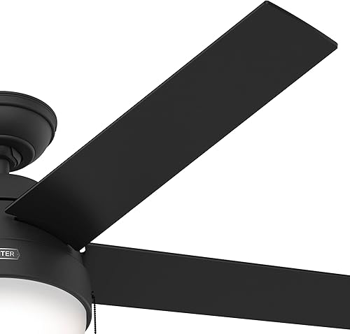 Miniatura 10 de Hunter Anslee 52385 - Ventilador de techo interior de 52 pulgadas con luz LED, ventilador de techo negro con cadena de tracción, para dormitorio,