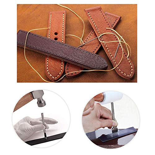 Leather Kit 22 PCS SIMPZIA Leather Hand Stitching Tools Kit with 4mm Prong Punch, Hollow Punch Set and Wooden Hammer for DIY Sewing - Thumbnail 4