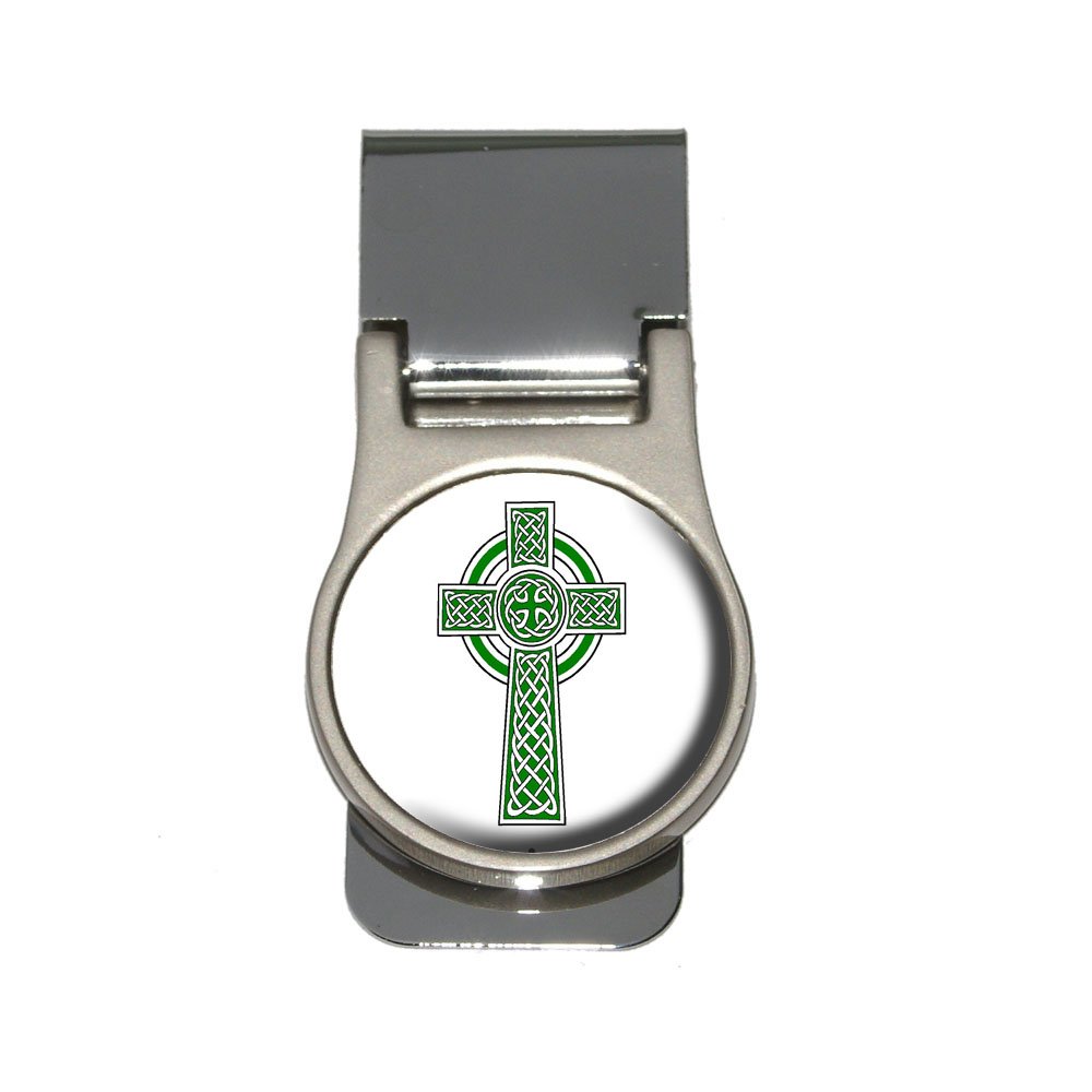Celtic Christian Cross - Irish Ireland Scotland Scottish - Green White Money Clip-image-1