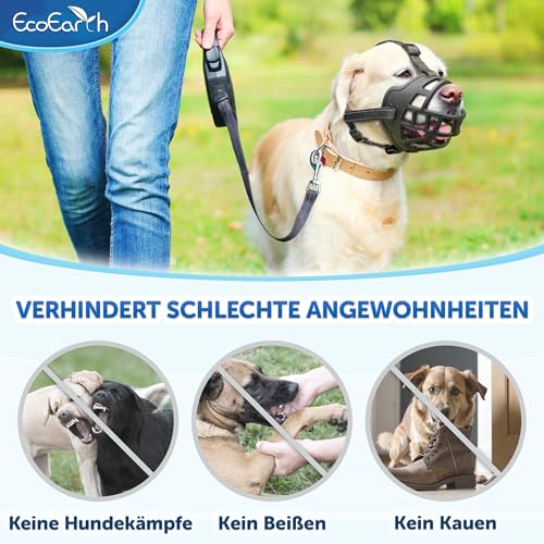 EcoEarth Hundemaulkorb - Langlebiger Korbmaulkorb für große Hunde - Extra groß, schwarz - Verstellbarer und atmungsaktiver Mundschutz zum Verhindern von Beißen und Bellen