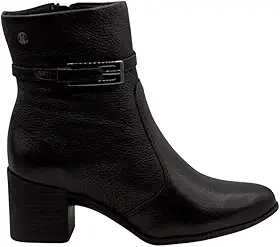 BOTA FEMININA BOTTERO 346917 EM COURO SALTO BLOCO 6CM ATÉ 40 Cor:Preto;Tamanho:38