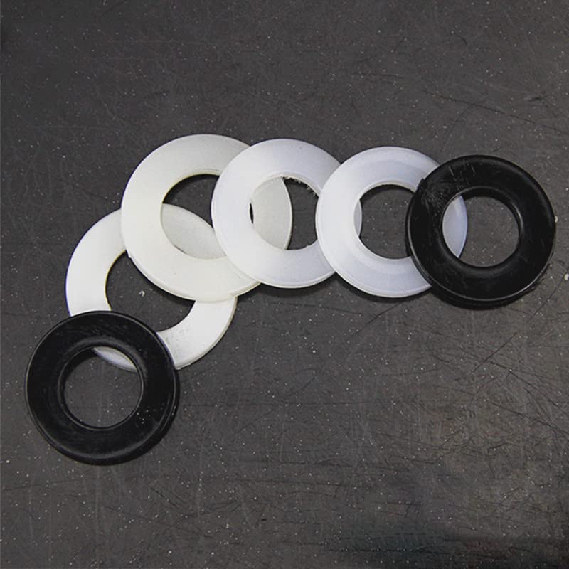 500 Stück/Los Nylon-Schraubendichtung, Isolierung, Kunststoff-Flachpolster, Kunststoff-Unterlegscheibe, M12.-OD 24 mm, schwarz, 2 mm, M12