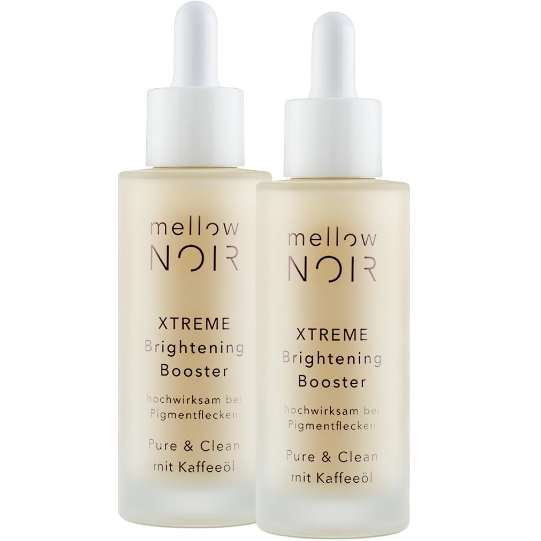 mellow NOIR XTREME Brightening Booster 2x 30ml - Anti Pigmentflecken Serum - Reduziert dunkle Flecken, Altersflecken & Pickelmale im Gesicht und auf der Haut - Vegan - Zertifizierte Naturkosmetik
